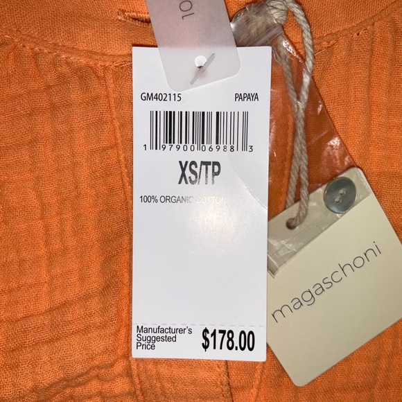 Magaschoni 100% Organic Cotton Mandarin Collar From Button XS Dress - Picture 13 of 13